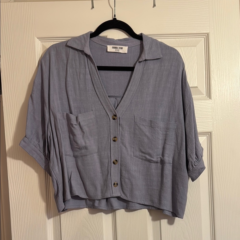 Baby Blue Button-Up Blouse